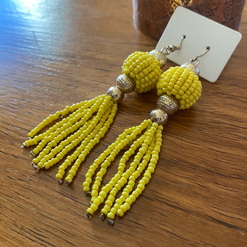 Yellow beaded earrings